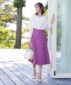 Tiaclasse L 【洗える】大人上品なタックパールブラウス