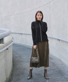 Tiaclasse 【洗える】配色切り替えニットトップス