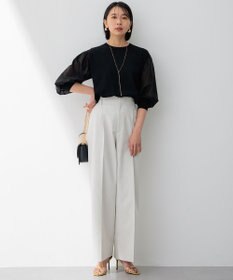 23区 S 【ご好評につきカラー追加/洗える】クロスコンビ パフスリーブ ニット