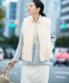 23区 S 【SLOW/一部店舗限定】フェイクファー ジレ