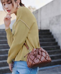 Tiaclasse 【洗える】配色切り替えニットトップス