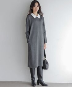 レースライク襟付きニットワンピース / 組曲 | ファッション通販