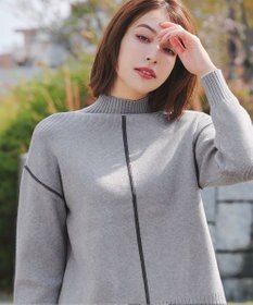 Tiaclasse L 【洗える】配色切り替えニットトップス