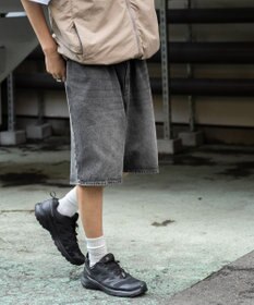 WEGO 【ウエストゴム/手洗い可】デニムバギーショーツ