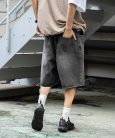 WEGO 【ウエストゴム/手洗い可】デニムバギーショーツ