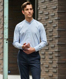 GOTAIRIKU 【シワになりにくい/洗える】ＴＣブロード シャツ_バンドカラー