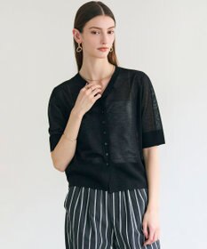 BEIGE， MOISE / シアーニット　5分袖カーディガン