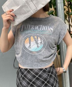 WEGO ヴィンテージウォッシュドロストデザインT