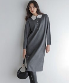 組曲 L レースライク襟付きニットワンピース