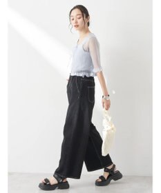 earth music&ecology シアーラメフリルカーディガン