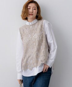 23区 【先行予約】エンブロイダリーレース ニットベスト