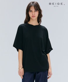 BEIGE， 【BEIGE,ecru/WEB限定・洗える】FINE DRY TOUCH / ねじりデザインコットンオーバーサイズTシャツ