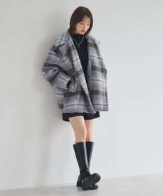 earth music&ecology チェックシャギーコート