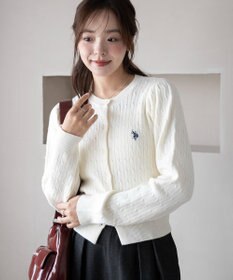 WEGO 【WEB限定/25年秋冬新作】別注USPOLOケーブルニットカーデ