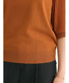 Green Parks 袖プリーツドッキング５分袖ニットプルオーバー