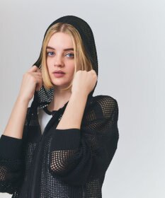 GRACE CONTINENTAL ボーダーメッシュフーディ