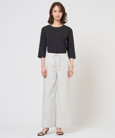 J.PRESS LADIES 【WEB限定】セルロースリネンストレッチ ワイドストレート パンツ