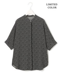 ICB L 【新色追加・接触冷感・UVケア・速乾・洗える】BackSatinAmunzen 5分袖バンドカラーブラウス