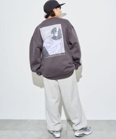 WEGO 【ユニセックス着用ITEM】ガールイラストグラフィックプルオーバー