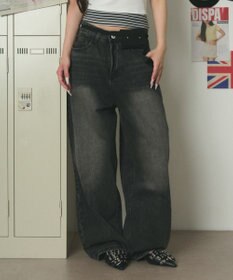 WEGO バックベルトクロスバギーデニム