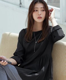 Tiaclasse L 【洗える】 サイドプリーツ長袖チュニックブラウス