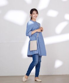 Tiaclasse L 【洗える】ピーチスキンシャツチュニックブラウス