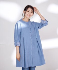 Tiaclasse L 【洗える】ピーチスキンシャツチュニックブラウス