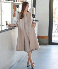 Tiaclasse 【ウール混】ノーカラーバックリボンウールコート