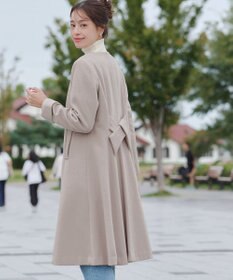 Tiaclasse 【ウール混】ノーカラーバックリボンウールコート