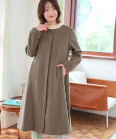 Tiaclasse 【ウール混】ノーカラーバックリボンウールコート