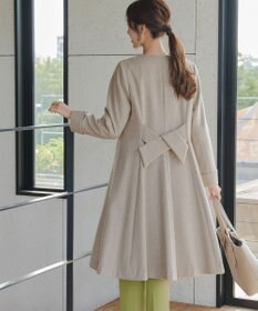 Tiaclasse 【ウール混】ノーカラーバックリボンウールコート