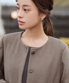 Tiaclasse 【ウール混】ノーカラーバックリボンウールコート