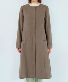 Tiaclasse 【ウール混】ノーカラーバックリボンウールコート