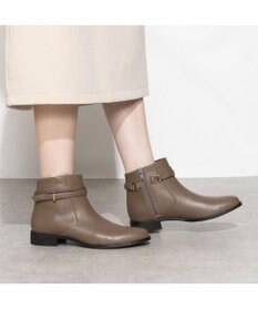 ing <ing>【撥水革】ベルトデザインフラットショートブーツ