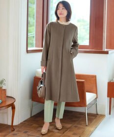 Tiaclasse 【ウール混】ノーカラーバックリボンウールコート