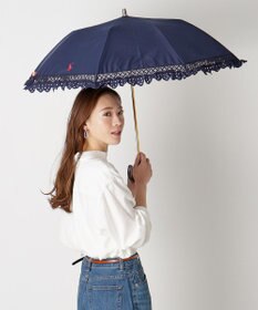 MOONBAT 【遮光/晴雨兼用日傘】POLO RALPH LAUREN（ポロラルフローレン） 折りたたみ日傘 エンブフリル 遮熱 UV