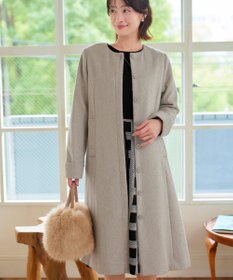 Tiaclasse 【ウール混】ノーカラーバックリボンウールコート