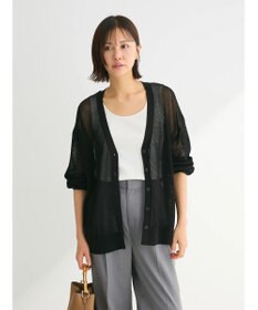 Green Parks メッシュミディ丈ニットカーディガン