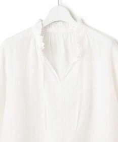 23区 L 【WEB限定/洗える】コットンカラミストライプ スキッパー ブラウス