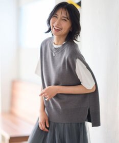 ANY 【洗濯機可】スリットニットベスト