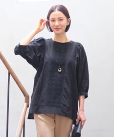 自由区 【洗える・XSサイズあり】ジオメトリックエンブロイダリー ブラウス