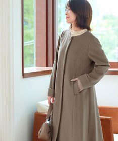 Tiaclasse 【ウール混】ノーカラーバックリボンウールコート