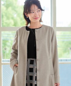 Tiaclasse 【ウール混】ノーカラーバックリボンウールコート