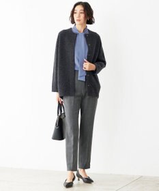 自由区 【撥水加工・洗える】TRギャバ裏起毛チェック柄テーパード パンツ