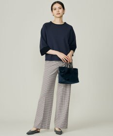 自由区 L TRギャバチェック柄ストレート パンツ