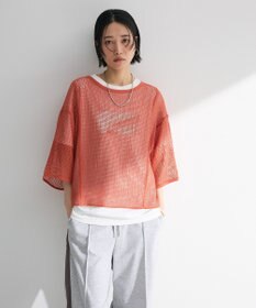 Green Parks 七分袖コットンメッシュラグラントップス