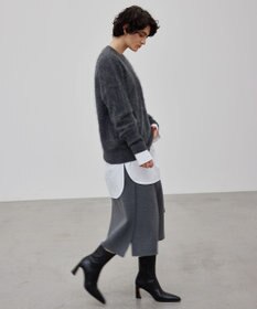 BEIGE， GRASSE / サテンベルト付きリバーラップスカート