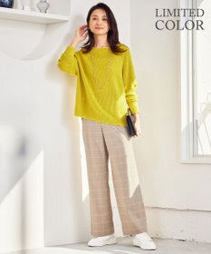 自由区 【WEB限定カラーあり・洗える】リネンミドルゲージボートネック ニット