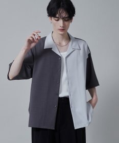 WEGO カラーブロックオープンカラーシャツ（S）