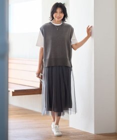 ANY 【洗濯機可】スリットニットベスト